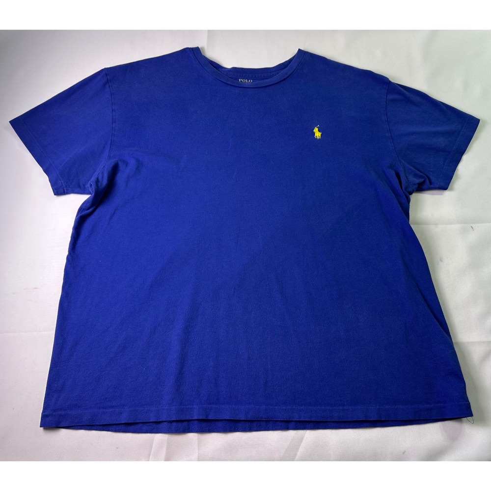 Polo Ralph Lauren Men Royal Blue Crew Neck T Shirt Yellow Pony Logo‎ Size Large